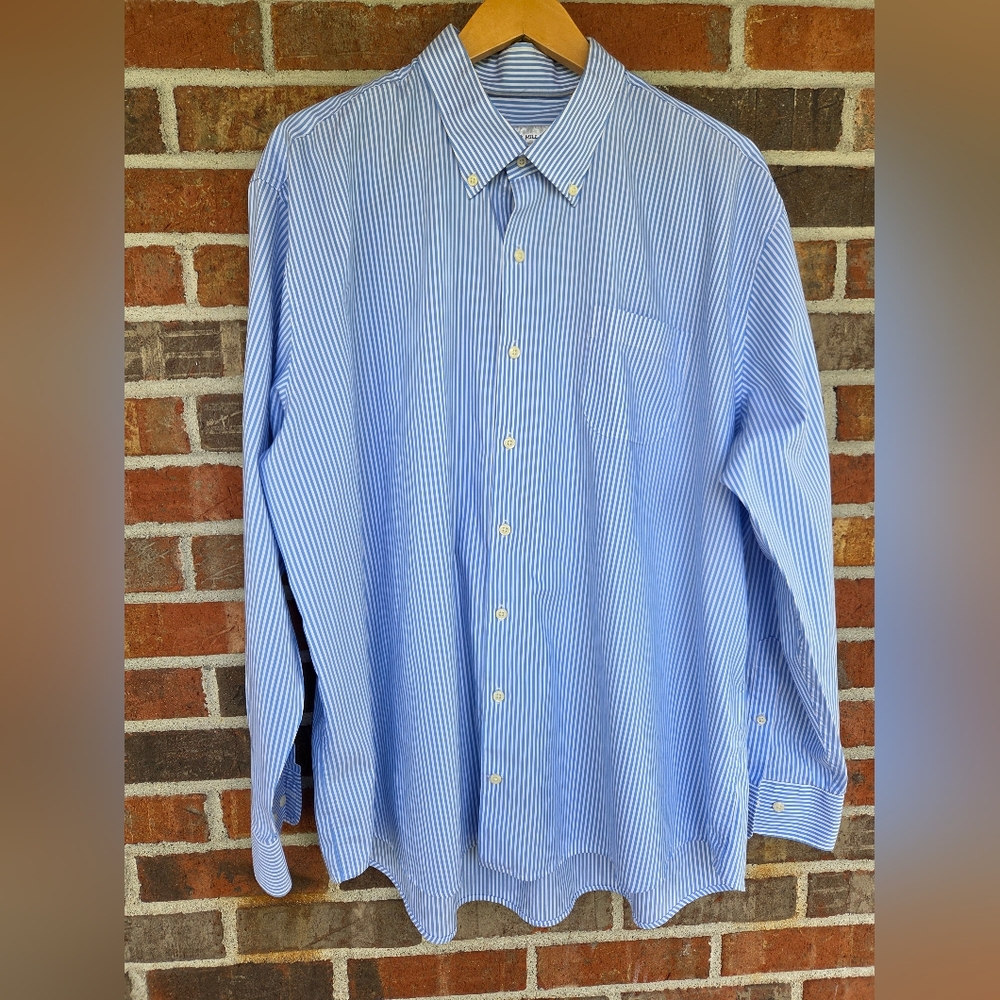 Peter Millar Blue Striped French Seam Long Sleeve Button Down Shirt XXL